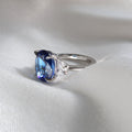 Evelina: 2.5 Carat Oval Sapphire Three Stone Ring - Lush and Company